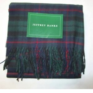 Jeffrey Banks Tartan Scarf - Green and Red